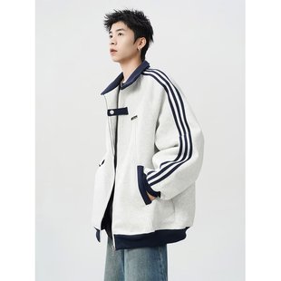 三条杠外套男春季 新款 开衫 5017 美式 撞色上衣潮牌A079 P47 网4