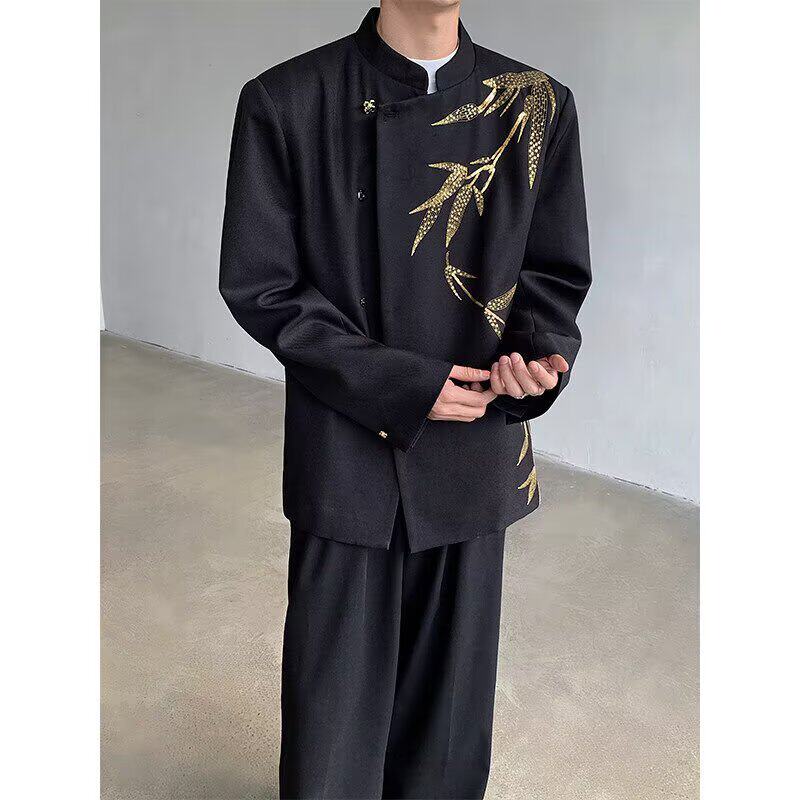 [001]男衣服立领中山装金竹刺绣礼服西装外套A079-XZ331-P69,男装西服套装,电商A079