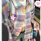 [006]格子短袖衬衫男女百搭宽松潮牌半袖衬衣外套A079-C5231-P33，男装T恤，电商A079