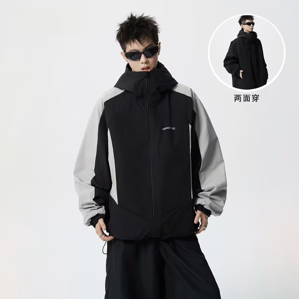 [001]运动户外连帽冲锋衣夹克男拼接撞色工装外套A079-3416-P76图片