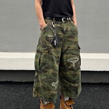 [008]迷彩风格牛仔短裤男款夏宽松阔腿七分裤A079-B122-P44，男装牛仔裤，电商A079