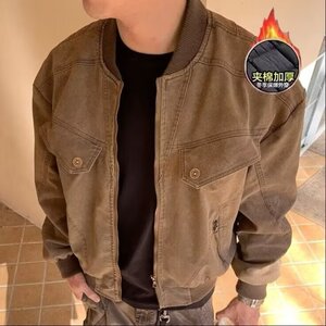 【77】5装夹克男秋冬季做旧宽松外套机车棒球服夹棉A079-JK96-P88图片