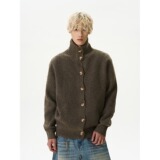 【网5】2秋冬老钱风纽扣立领复古毛衣织外套潮A079-MY412-P54，男装针织衫/毛衣，电商A079