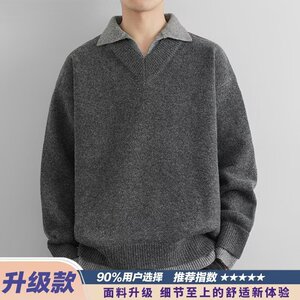 【网52】假两件色翻领针织衫内搭羊毛衫毛衣A079-M279-P63图片