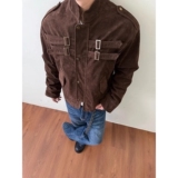 【7】5拼接仿麂皮高级感夹克男女机车短宽外套A079-JK8576-P73，男装夹克，电商A079