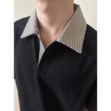 [012]拼接短袖polo衫男女款夏翻领t恤正肩半袖A079-T65-P29，男装T恤，电商A079