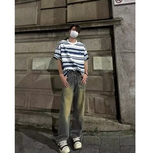 [003]新款宽松百搭圆领潮学生条纹短袖t恤男A079-SK42-P25图片
