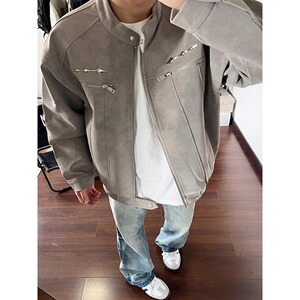 【12】皮夹克外套皮衣男宽松百搭棒球服外套A079-2596-P67图片