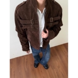 【7】拼接仿麂皮高级感夹克男女机车短宽外套A079-JK8576-P73，男装夹克，电商A079