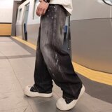 [008]牛仔裤男宽松阔腿直筒裤休闲刺绣长裤A079-N3964-P48，男装牛仔裤，电商A079