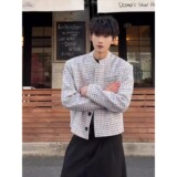 【网45】新中式西服香风短款垫肩格子外套A079-W73-P63，男装西服，电商A079