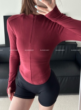 ALGAM CANDY 【小蛮腰】半拉链德绒健身长袖上衣弧形收腰显瘦0213