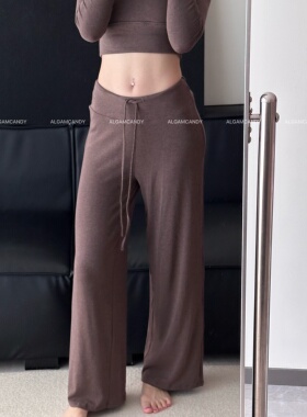 ALGAM CANDY 奶油慕斯蓄热阔腿运动长裤宽松显瘦垂坠感健身直筒裤