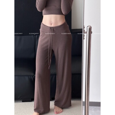 ALGAM CANDY 奶油慕斯蓄热阔腿运动长裤宽松显瘦垂坠感健身直筒裤