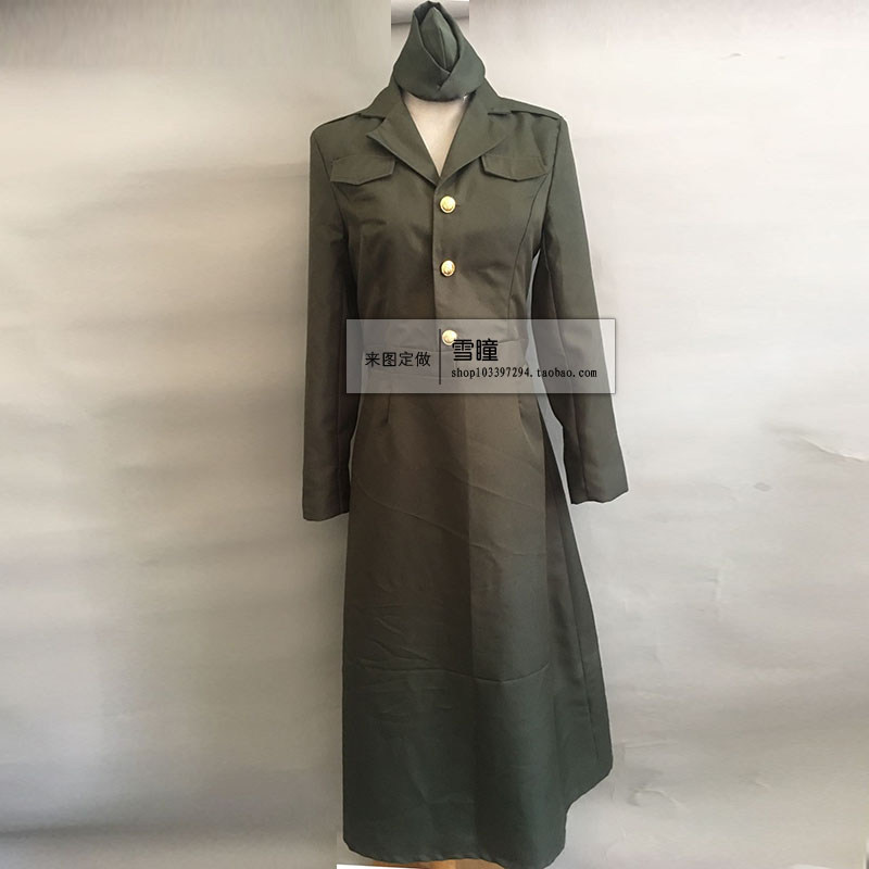 女军装cosplay 军阀cos装 军统长裙服装定制套装 表演服装现货
