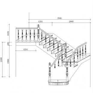 实木楼梯CAD全套图纸｜顶面+正面+轴侧｜CAD2007源文件可编辑可改
