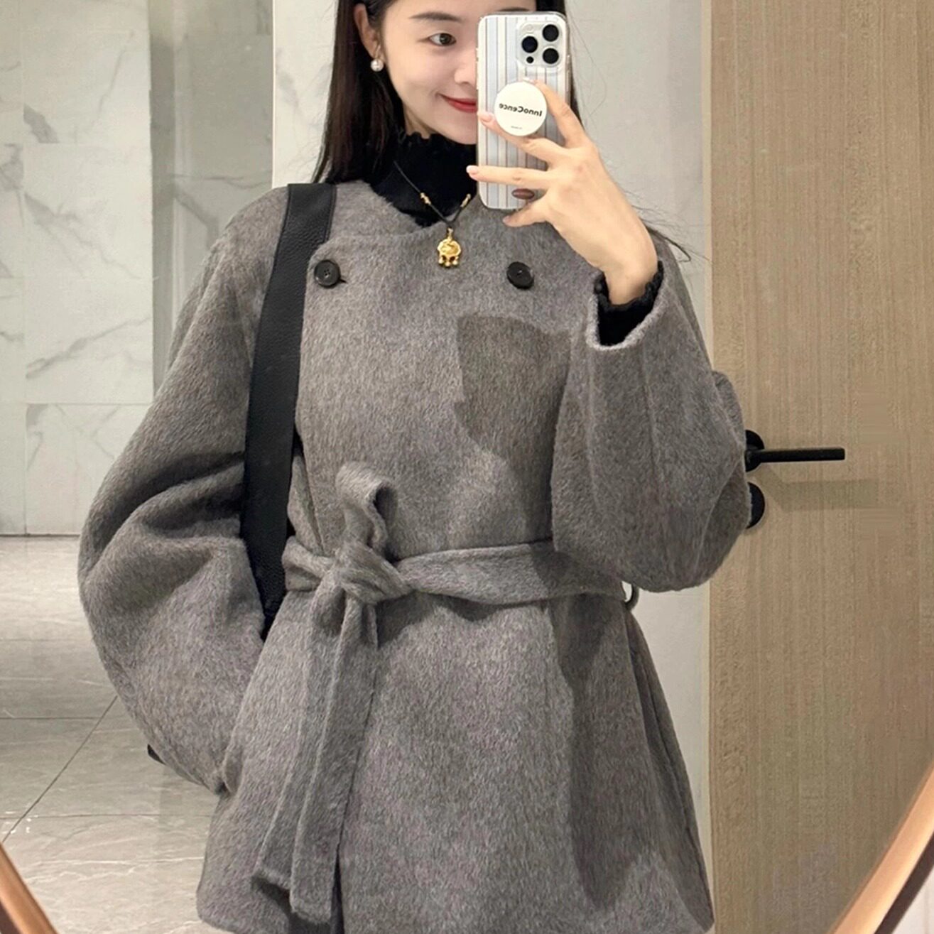 高级感气质呢子大衣女2025年新款冬装韩系小个子收腰显瘦毛呢外套