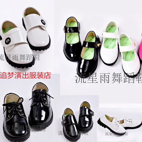 学生表演花童公主风黑皮鞋