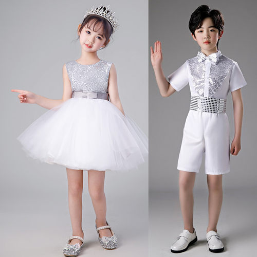 幼儿园小学生白色亮片蝴蝶结
