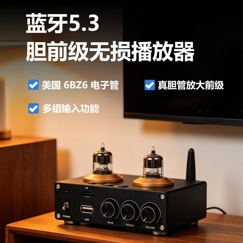 伟良音响BRZHIFI前置放大器U30蓝牙5.3发烧电子管前级高低音调节