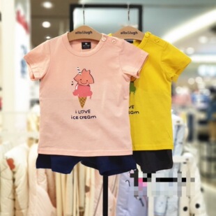 韩版童装 allolugh2026夏季男女宝宝短袖T恤短裤舒适套装801