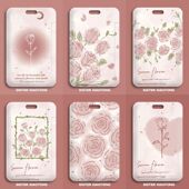 ins冷淡风卡通粉色花朵滑盖卡套学生饭卡公交卡身份证件保护套女