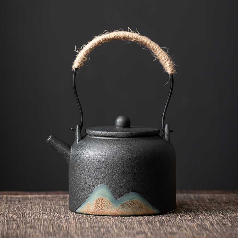 复古功夫茶具粗陶提梁