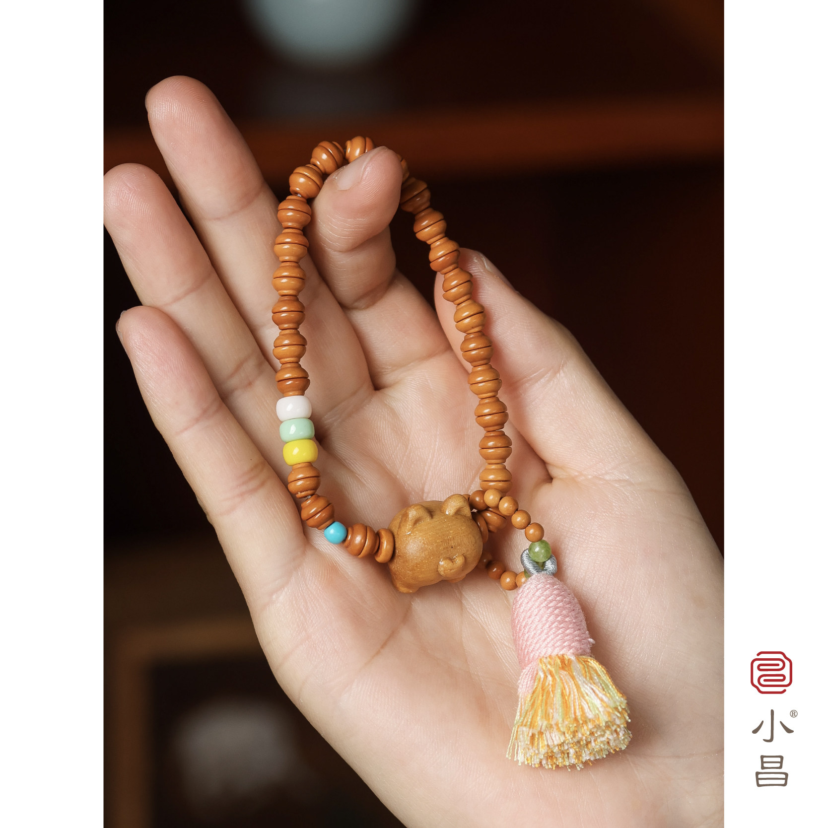 小昌念珠橄榄核金饭碗系列手串文玩女手链生日礼品饰品