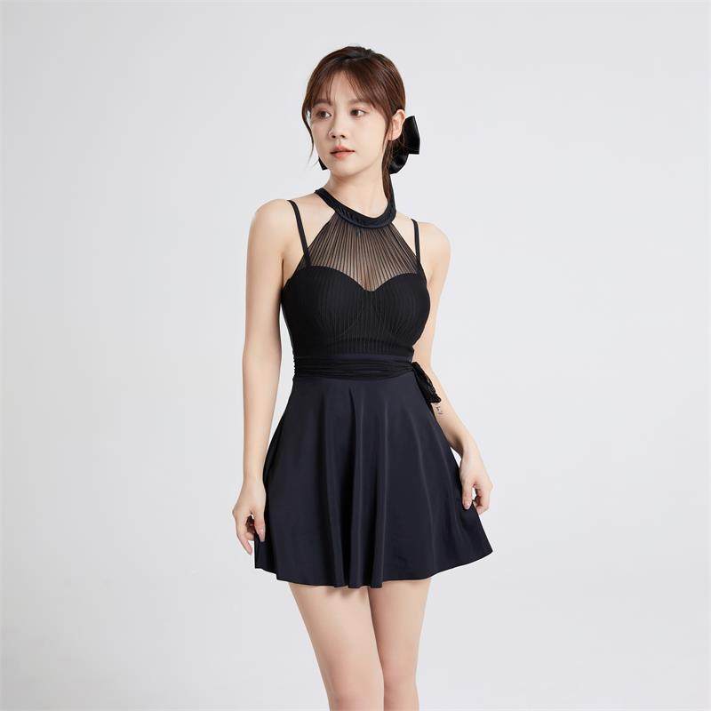 泳衣女裙式连体大小胸钢托聚拢遮肚显瘦平角如厕版温泉泡澡服泳装
