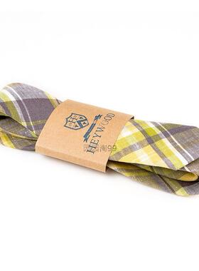 休闲时尚英伦欧美收藏复古棉麻麻手工黄色灰色白色领带领呔窄5CM