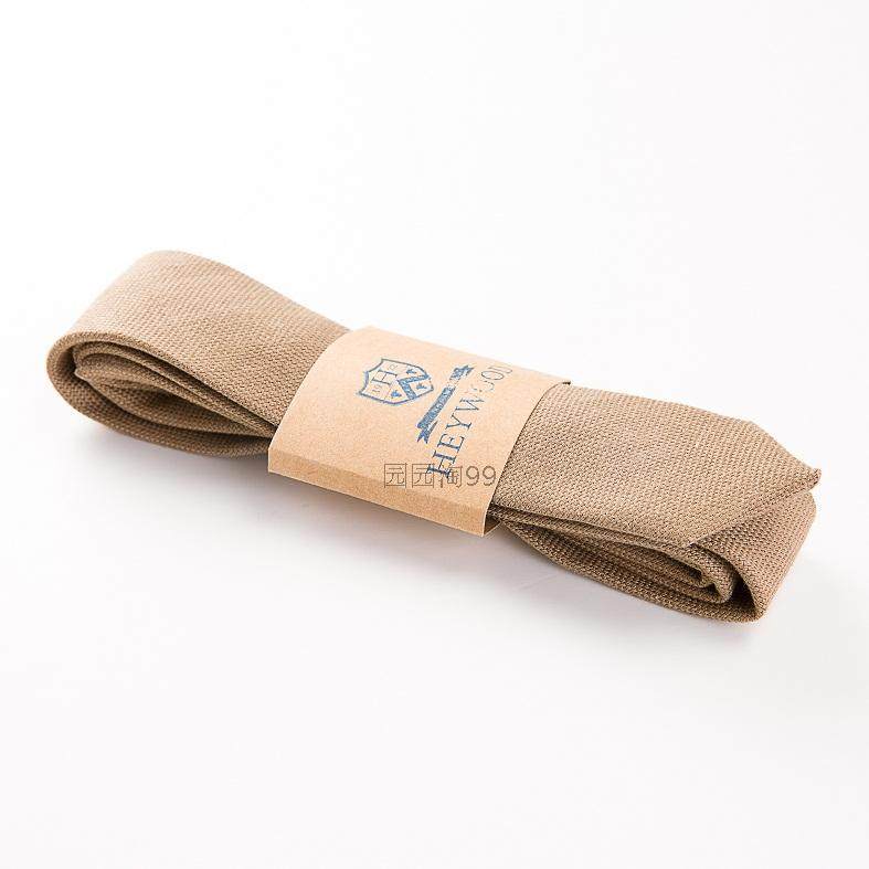 时尚潮流韩版欧洲同步复古亚麻棉布麻棉浅棕棕色咖啡5CM手工领带