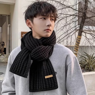 。围巾男式秋冬针织毛线加厚保暖2021新款围脖女情侣韩版百搭日系