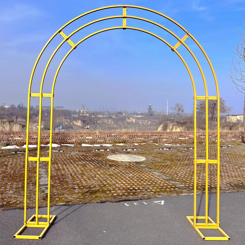 新款婚庆道具铁艺欧式凯旋门三杆拱门花门幸福门双杆拱门婚礼布置
