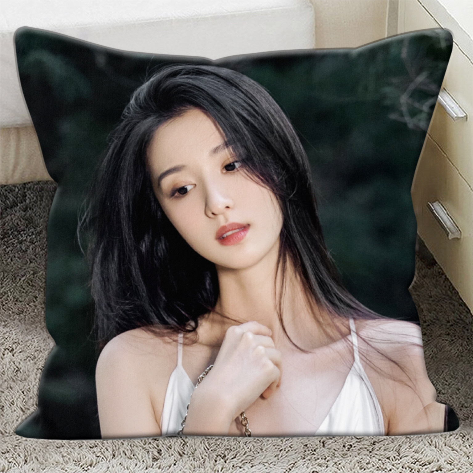 王楚然抱枕我的人间烟火靠腰同款靠垫来图定制两用可印双面真人照