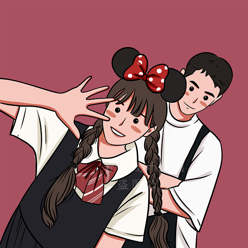 原创手绘头像定制情侣卡通头像设计真人照片转漫画人物似颜绘订制