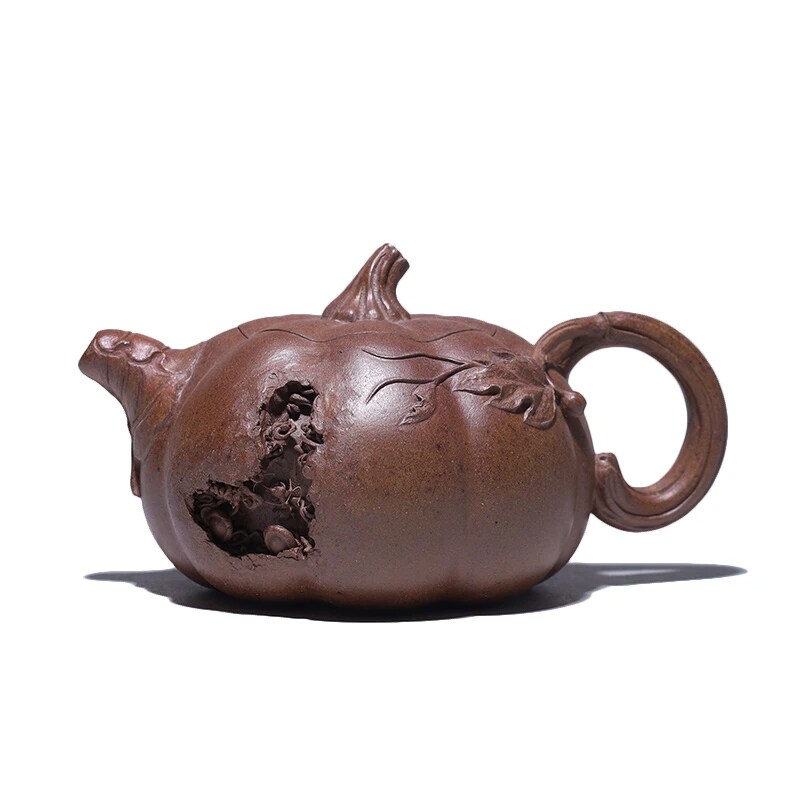 吉羊柴烧 宜兴紫砂壶茶壶原矿本山绿泥满园春色硕果230ml