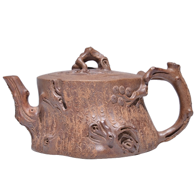 吉羊 宜兴柴烧紫砂壶纯手工名家茶具泡茶壶原矿翡翠金砂松桩160ml