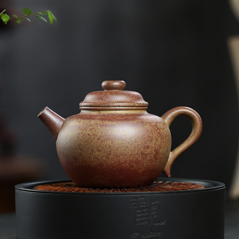 吉羊柴烧 宜兴紫砂壶纯手工茶壶原矿本山绿泥大彬圈钮220ml何成