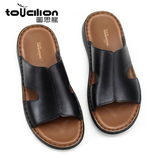 外穿爸爸两用凉拖鞋 图思龙凉鞋 真皮休闲男潮流2024新款 夏季 男 男士