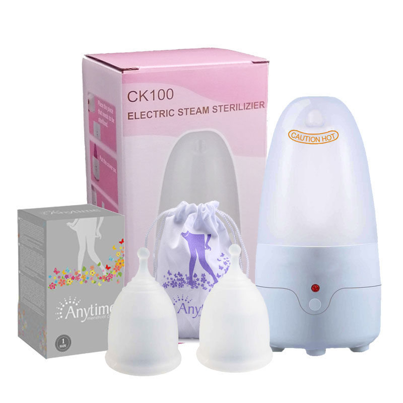 Anytime月经杯新式女生经期用品不闷热可游泳卫生巾配消毒器套装