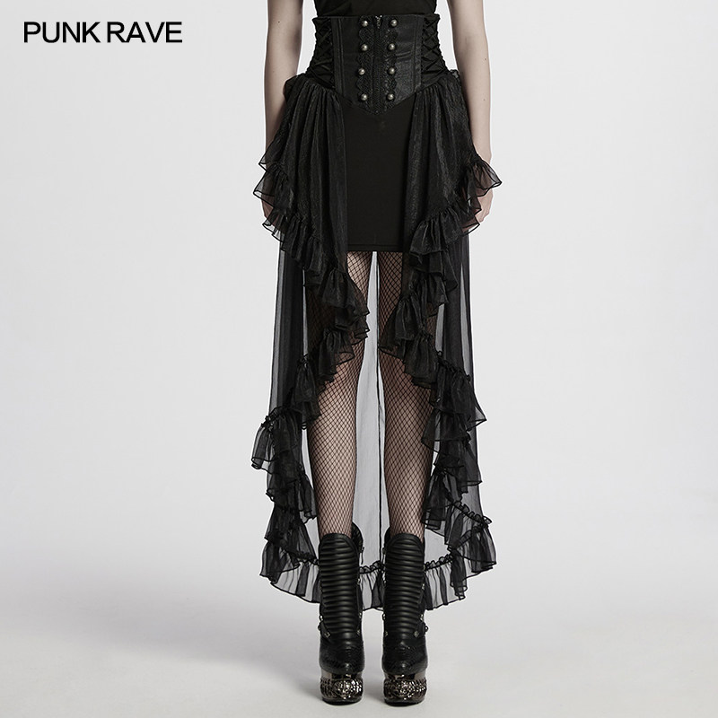 PUNKRAVE哥特束腰式半身裙女