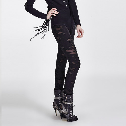 哥特破洞打底裤烧破蒸汽朋克