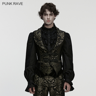 PUNKRAVE哥特华丽宫廷风马甲外套男气质翻领马夹短款无袖上衣修身