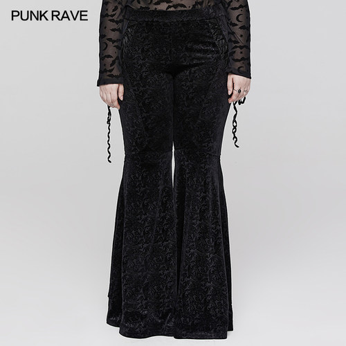 暗纹提花喇叭裤秋冬女士