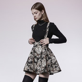 复古背带裙女春秋性感裙收腰显瘦蓬蓬裙掐腰短裙百褶裙束腰半身裙