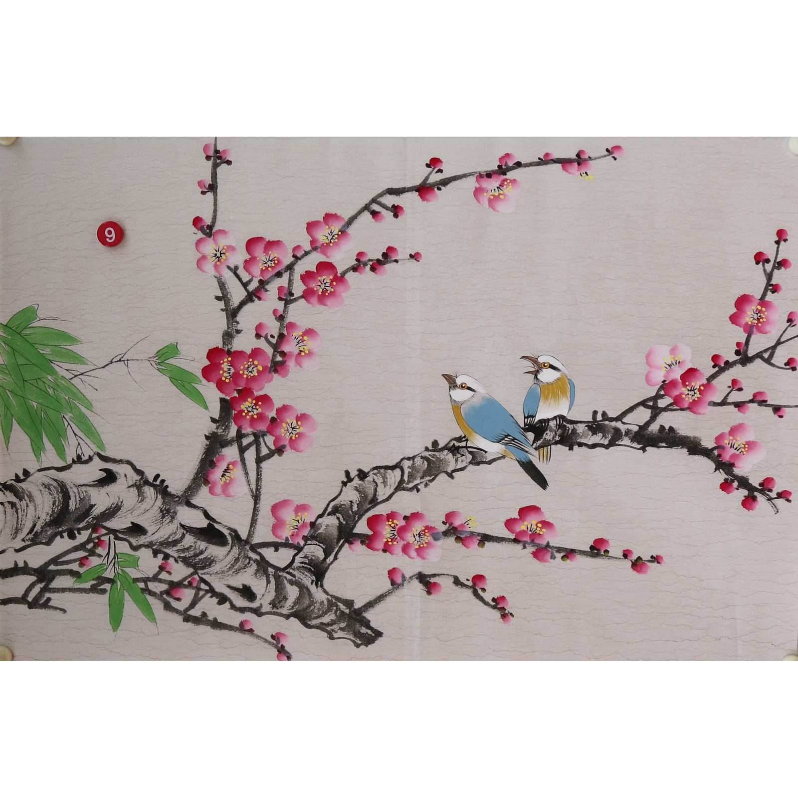 楼一阁书画无款四尺三开小写意桃花鸟国画装饰字画特价RC561909