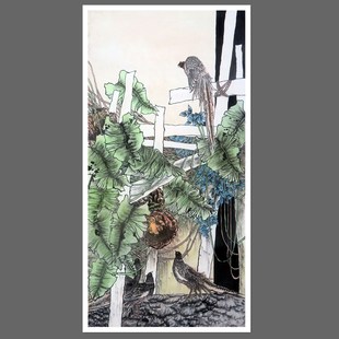 手绘花鸟国画四尺竖幅仿李庆友作品客厅背景墙玄关装饰画RA52802