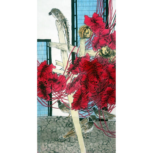 无款家居玄关背景墙装饰大写意四尺花鸟国画宣纸字画RA52837