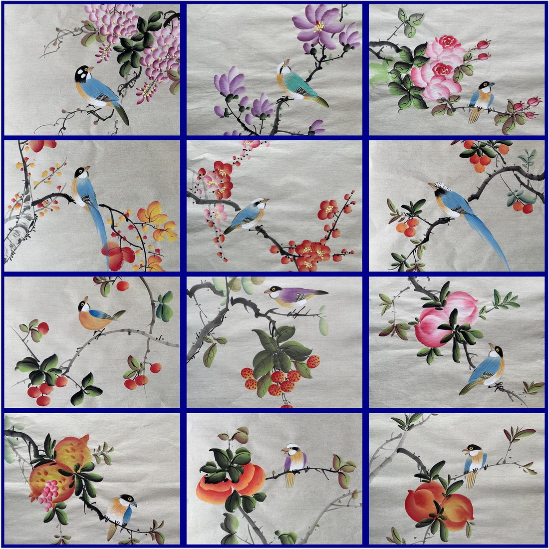 手绘国画水果花鸟客厅装饰字画斗方水墨写意无款画芯小品装饰R73