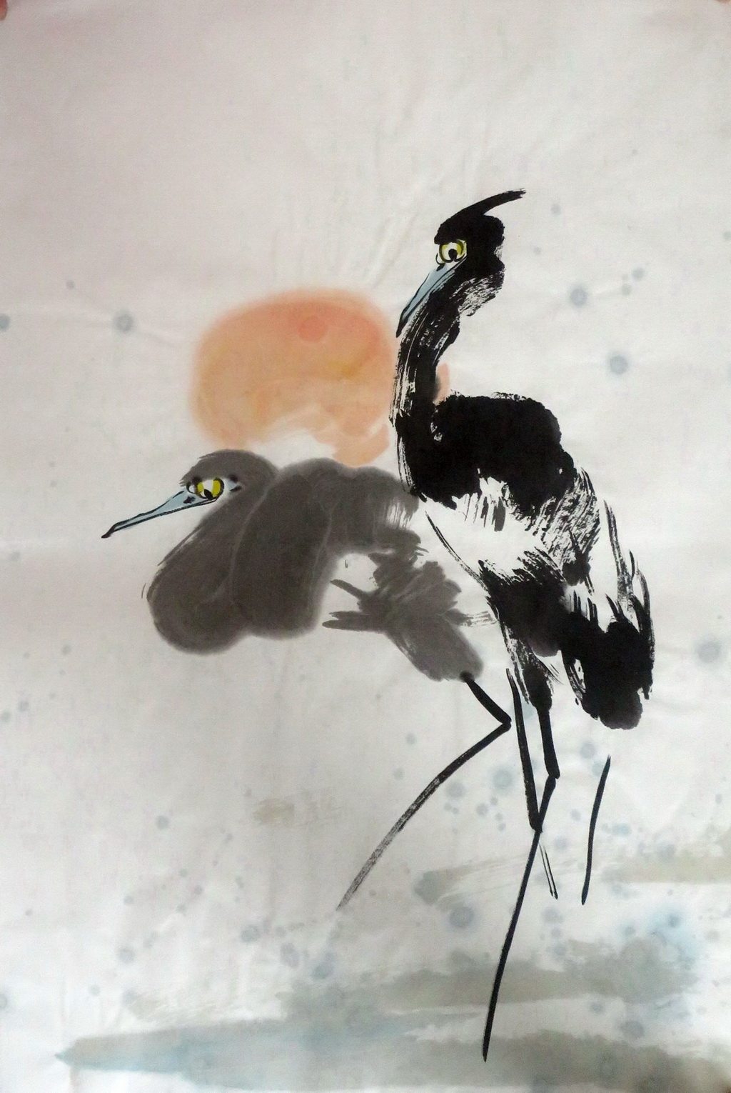 特价手绘宣纸水墨写意国画四尺三开花鸟无款小品画芯rd21209073